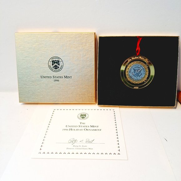 1996 The United States Mint Treasury Holiday Ornament Presidential Coat Of Arms - Picture 1 of 6